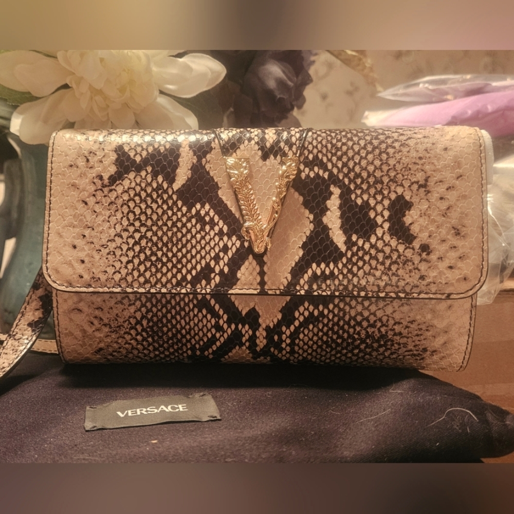 Versace Snakeskin Crossbody Bag NWOT